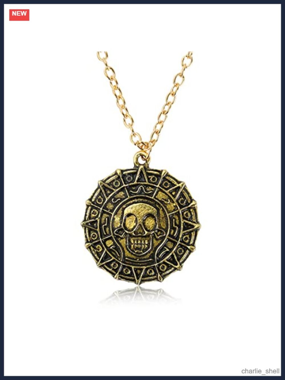 Pirate Skeleton Coin Pendant Necklace 18.9in Hypoallergenic Alloy Men Women